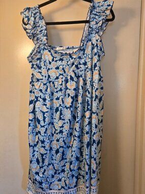 Floral Blue and White Women's‎ Dress